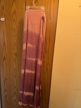 Pink Fringe Maxi Skirt (authentic flamenco skirt)